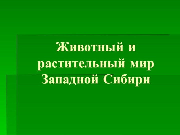 Животный и растительный мир Западной Сибири