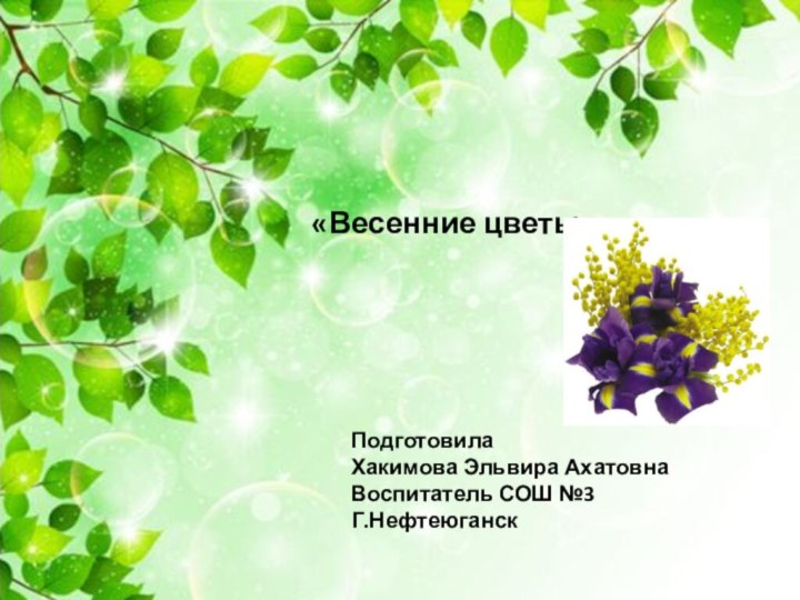 «Весенние цветы»ПодготовилаХакимова Эльвира АхатовнаВоспитатель СОШ №3Г.Нефтеюганск