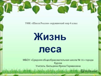 Презентация к уроку окружающего мира Жизнь леса УМК Школа России 4 класс презентация урока для интерактивной доски по окружающему миру (4 класс)