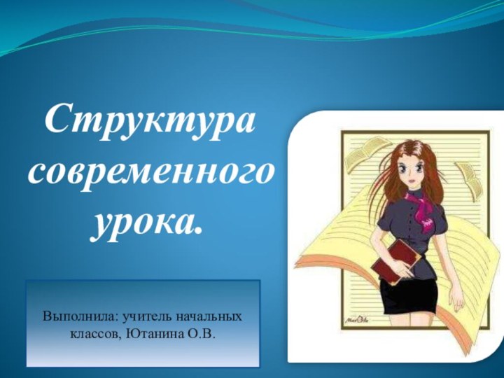 Структура  современного урока.  Выполнила: учитель начальных классов, Ютанина О.В.