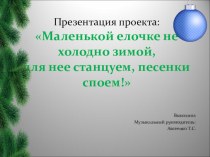 Презентация проекта Маленькой елочке не холодно зимой, для не станцуем, песенки споем! презентация к уроку (младшая группа)