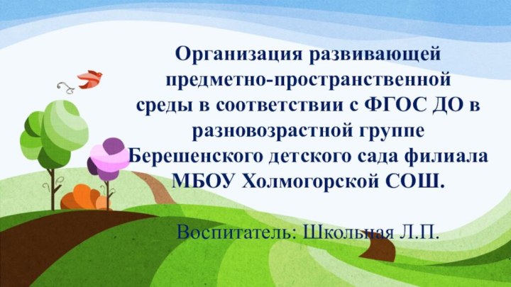 Организация развивающей предметно-пространственной среды в соответствии с ФГОС ДО в разновозрастной группе