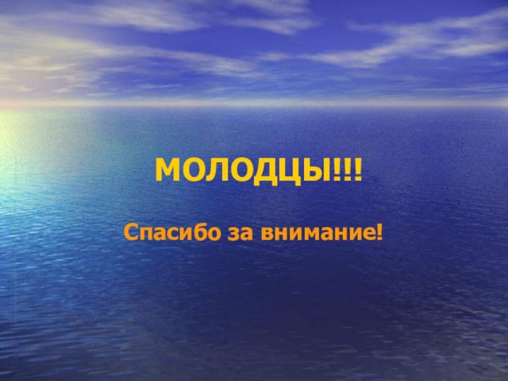 МОЛОДЦЫ!!!Спасибо за внимание!