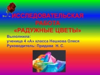 Исследовательская работа Радужные цветы презентация к уроку (4 класс)