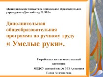 Дополнительная общеобразовательная программа по ручному труду  Умелые руки. презентация к уроку по конструированию, ручному труду (старшая группа) по теме