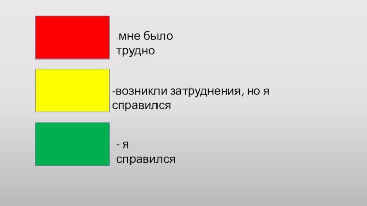 -мне было трудно-возникли затруднения, но я справился- я справился