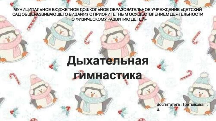 МУНИЦИПАЛЬНОЕ БЮДЖЕТНОЕ ДОШКОЛЬНОЕ ОБРАЗОВАТЕЛЬНОЕ УЧРЕЖДЕНИЕ «ДЕТСКИЙ САД ОБЩЕРАЗВИВАЮЩЕГО ВИДА№48 С ПРИОРИТЕТНЫМ ОСУЩЕСТВЛЕНИЕМ