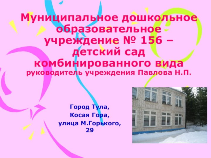 Муниципальное дошкольное образовательное учреждение № 156 – детский сад комбинированного вида руководитель