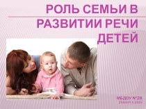 Роль семьи в развитии речи ребенка презентация к уроку (старшая группа)