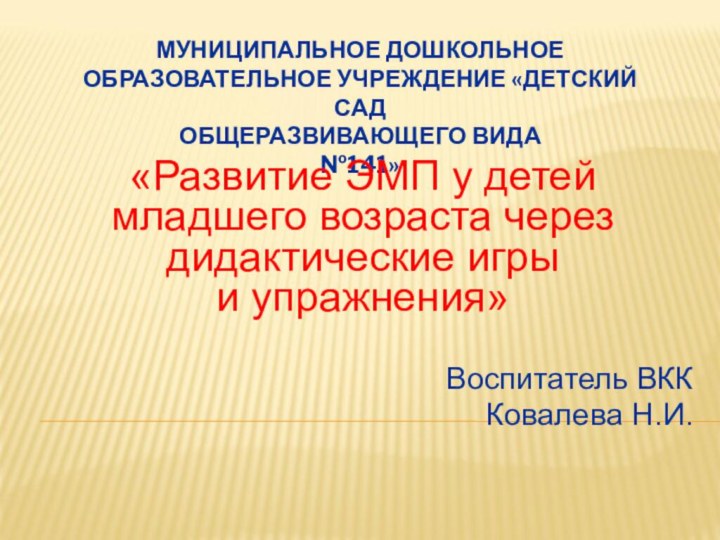 МУНИЦИПАЛЬНОЕ ДОШКОЛЬНОЕ ОБРАЗОВАТЕЛЬНОЕ УЧРЕЖДЕНИЕ «ДЕТСКИЙ САД  ОБЩЕРАЗВИВАЮЩЕГО ВИДА  №141»«Развитие ЭМП