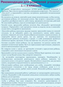 Рекомендации для родителей учащихся 1 — 4 классов. учебно-методический материал