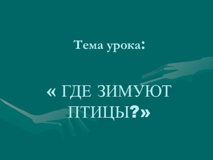 Тема урока:  « ГДЕ ЗИМУЮТ ПТИЦЫ?»