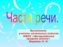 Презентация к уроку русского языка Части речи презентация к уроку по русскому языку