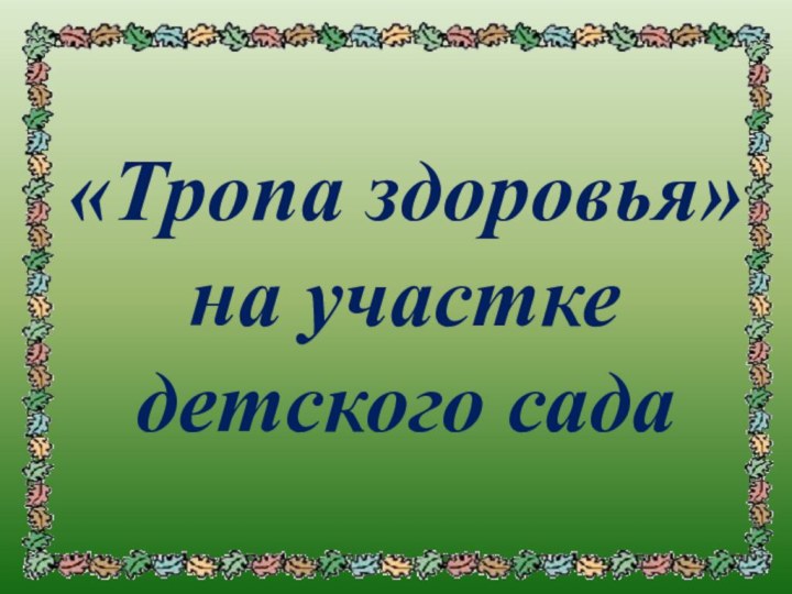 «Тропа здоровья»  на участке детского сада