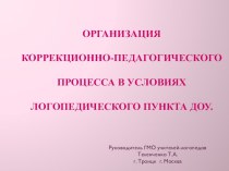 Организация коррекционно-педагогического процесса в условиях логопедического пункта ДОУ учебно-методический материал по логопедии