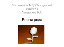Мастер класс для педагогов Белая роза из ватных дисков презентация по аппликации, лепке