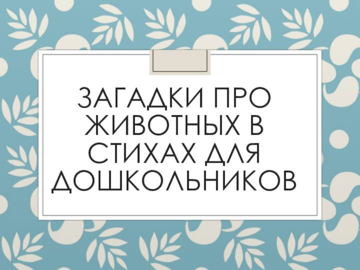 Загадки про животных в стихах для дошкольников