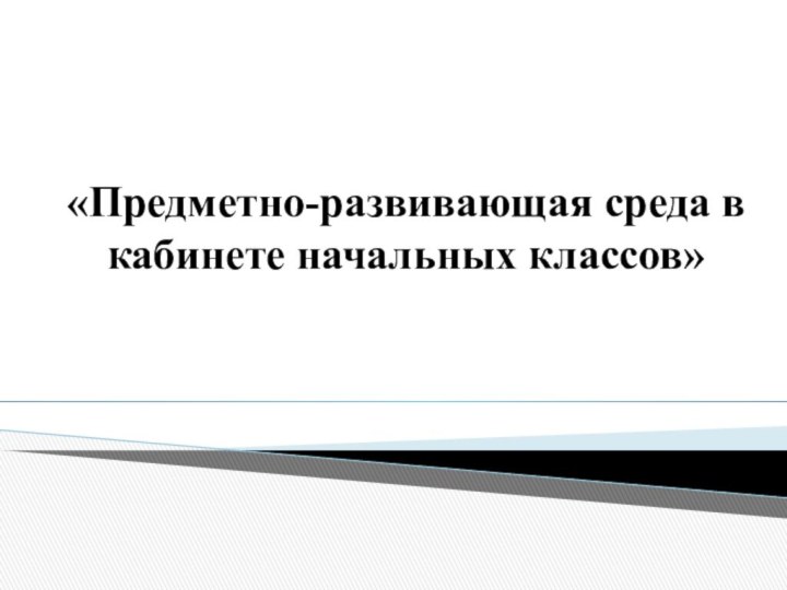 «Предметно-развивающая среда в кабинете начальных классов»