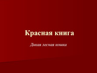 Красная книга. Дикая лесная кошка. Окружающий мир. 2 класс. презентация к уроку по окружающему миру (2 класс)