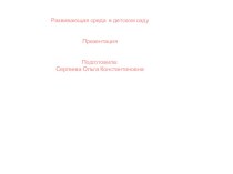 Презентация Развивающая среда презентация к уроку по окружающему миру (средняя группа)