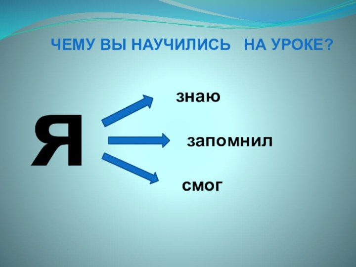 ЧЕМУ ВЫ НАУЧИЛИСЬ  НА УРОКЕ?язнаюзапомнилсмог