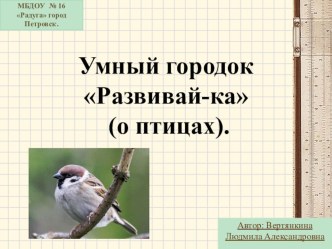 Умный городок Развивай-ка (о птицах). презентация к уроку по окружающему миру (младшая группа)