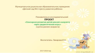 Познавательно-исследовательский проект Сенсорное развитие детей раннего возраста через дидактические игры проект по математике (младшая группа)