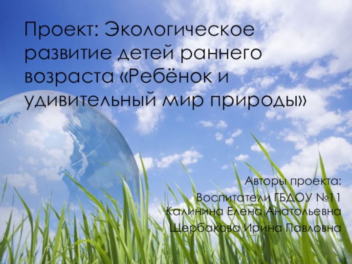 Проект: Экологическое развитие детей раннего возраста «Ребёнок и удивительный мир природы»Авторы проекта:Воспитатели