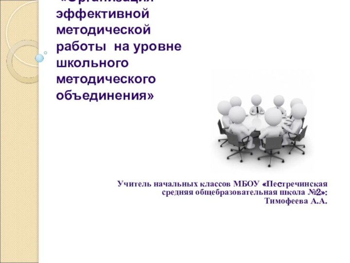 «Организация эффективной методической работы на уровне школьного методического объединения»Учитель начальных классов