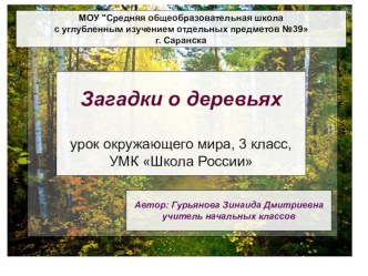 Презентация  Загадки о деревьях презентация к уроку по окружающему миру (3 класс)