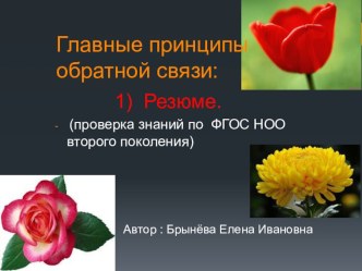 Презентация для круглого стола : Принципы обратной связи методическая разработка ( класс)