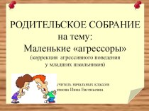 Родительское собрание : Маленькие агрессоры (профилактика агрессивного поведения у младших школьников) презентация к уроку