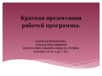 Презентация Рабочая прграмма  методическая разработка (подготовительная группа)