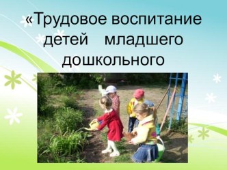 Трудовое воспитание детей младшего дошкольного возраста. презентация к уроку (младшая группа)