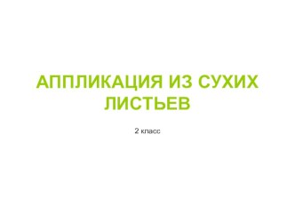 Презентация Аппликация из сухих листьев презентация к уроку по технологии (2 класс)