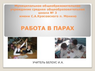 Работа в парах на уроке презентация по теме