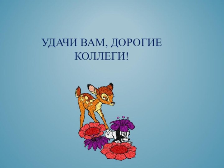 УДАЧИ ВАМ, ДОРОГИЕ КОЛЛЕГИ!