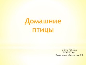 домашние птицы презентация к уроку по окружающему миру (младшая группа)