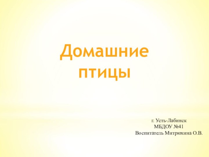 Домашниептицыг. Усть-Лабинск МБДОУ №41 Воспитатель Митрюхина О.В.