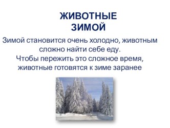 ПРЕЗЕНТАЦИЯ ЖИВОТНЫЕ ЗИМОЙ презентация к уроку по окружающему миру (средняя группа)