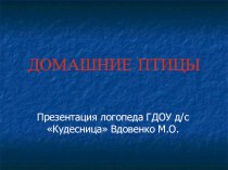 Презентация Домашние птицы презентация к занятию (средняя группа) по теме