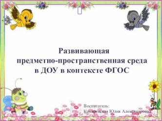 Развивающая предметно-пространственная среда в ДОУ в контексте ФГОС презентация