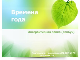 Лэпбук (тематическая папка) Времена года учебно-методическое пособие по окружающему миру (младшая группа)