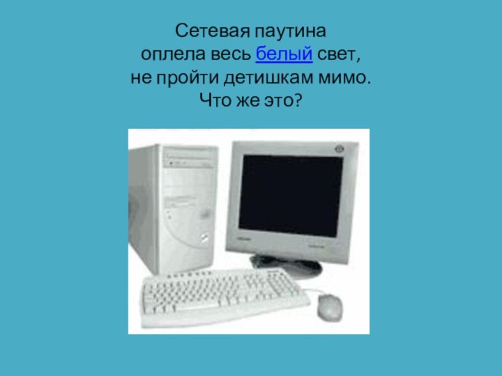 Сетевая паутина оплела весь белый свет, не пройти детишкам мимо. Что же это? 