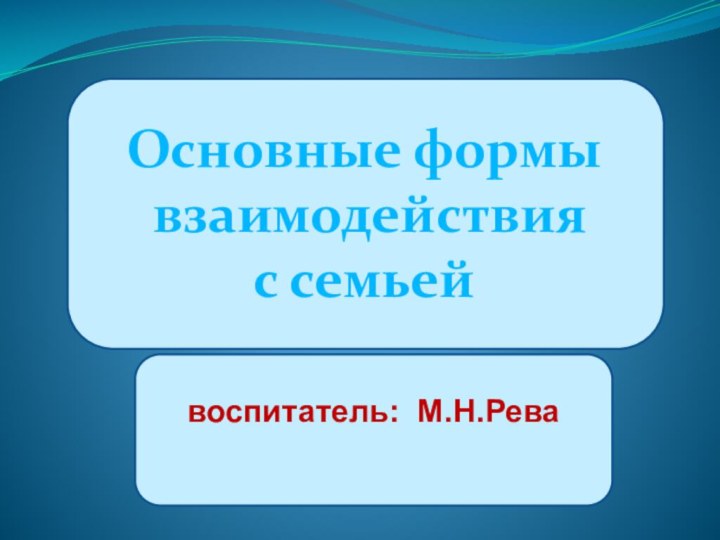 Основные формы взаимодействия с семьейвоспитатель: М.Н.Рева