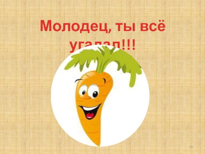 Молодец, ты всё угадал!!!