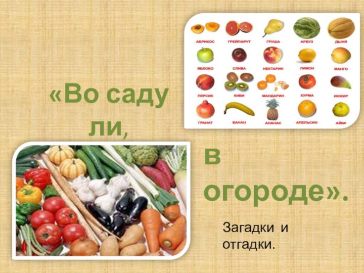 «Во саду ли,в огороде». Загадки и отгадки.