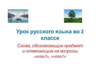 Урок русского языка во 2 классе специальной коррекционной школы 8 вида Слова, обозначающие предмет и отвечающие на вопросы кто? что? план-конспект урока по русскому языку (2 класс) по теме