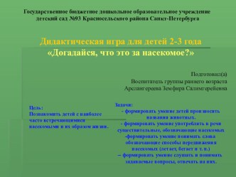 Насекомые презентация к уроку по окружающему миру (младшая группа) по теме