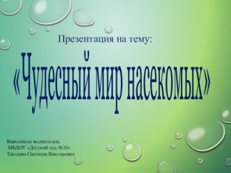 Презентация Чудесный мир насекомых для детей подготовительной группы презентация к уроку по окружающему миру (подготовительная группа)